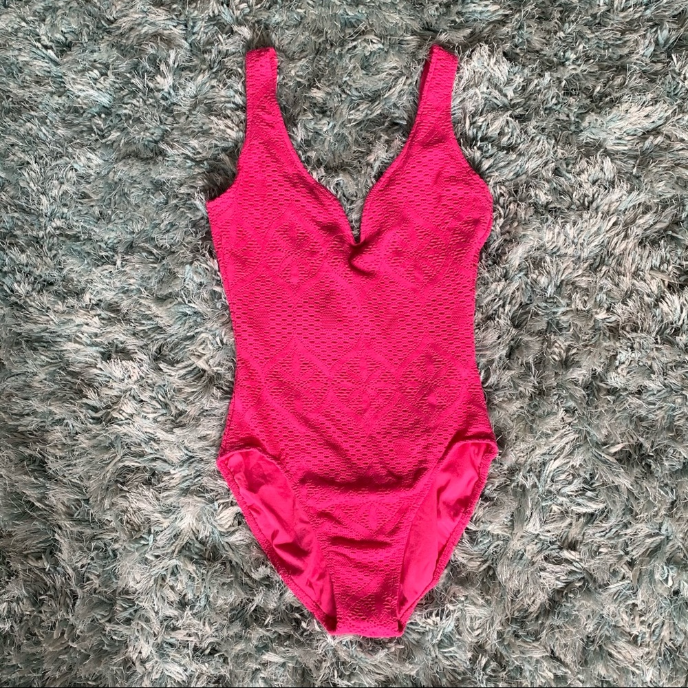 Hot Neon Pink One Piece Bathing Suit